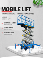 Table élévatrice à ciseaux mobile, équipement de levage manuel avec garde-corps de protection pour la maintenance en hauteur