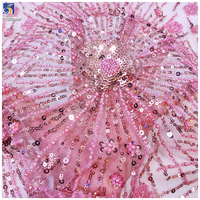 100% Polyester tissu africain pour robes de mariée brodé dentelle maille avec paillettes perle Tube Sequin perle robe de mariée tissu