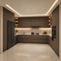Meubles de cuisine sur mesure de luxe en bois massif et MDF laqué, armoires de cuisine modernes modulaires pour villas et appartements – Fabricant