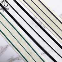 Ruban Jacquard Élastique Imprimé Wenmei 40mm, Rayures Noires et Blanches, 100% Polyester, 50 Yards/Rouleau pour Lingerie