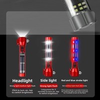 Lampe de poche multifonctionnelle pour auto-sauvetage de voiture avec ampoule LED Chargement USB Lumière puissante Corps ABS pour le camping et le sauvetage en cas d'incendie