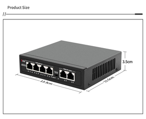 Switch PoE non géré 65W, 4+2 ports 10/100 Mbps, normes IEEE802.3af/at, capacité de commutation 1,2 Gbps, prise en charge VLAN, switch réseau - Product Image 3