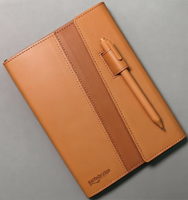 Libreta Premium de Cuero Sintético de Dos Tonos con Portaplumas y Doble Costura para Profesionales de Negocios