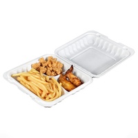 Conteneur alimentaire jetable à 3 compartiments, 9x9 pouces, compatible micro-ondes, pour restaurant, boîte à emporter pour le déjeuner