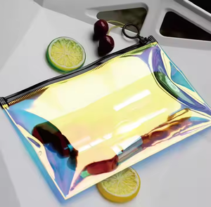 Bolsa de Maquillaje para Mujer, Personalizada de Fábrica, Económica, Holográfica, Iridiscente, de PVC, Impresa con Serigrafía, con Cierre Redondo - Product Image 5