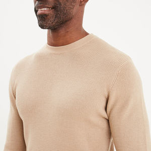 Suéter de Cuello Redondo de Doble Punto para Hombre en Color Taupe, Cálido para Invierno, Reversible, Mezcla de Algodón y Poliamida, Transpirable - Product Image 4