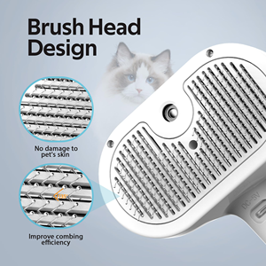 Brosse autonettoyante pour l'élimination des poils d'animaux, peigne de toilettage pour poils volants avec réservoir d'eau en plastique pour chats et chiens - Product Image 3