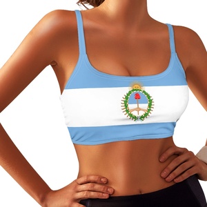 숙녀 섹시한 체육관 운동 통기성 요가 브래지어 사용자 정의 아르헨티나 국기 인쇄 등이없는 스트랩 디자인 플러스 사이즈 여성 속옷 - Product Image 2