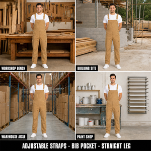 Salopette da <span class=keywords><strong>Lavoro</strong></span> da Uomo in Tela con Bretelle Regolabili, Tasche Multiple, Gamba Dritta, per Carpentieri e Operai Edili - Product Image 6