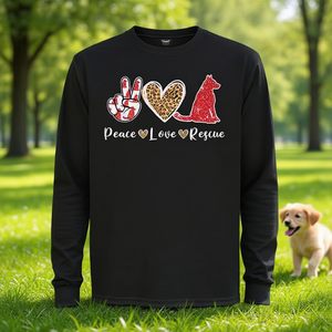 Camiseta de manga larga Peace Love Rescue Dog Lover, disfraz de mamá de cachorros - Product Image 3