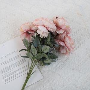Fleurs Artificielles 11 Têtes, <span class=keywords><strong>Bouquet</strong></span> <span class=keywords><strong>de</strong></span> Pivoines Effet <span class=keywords><strong>Peinture</strong></span> à l'Huile, <span class=keywords><strong>Pivoine</strong></span> à Mille Feuilles, Vente en Gros pour l'Exportation YHMD-259, Décoration d'Intérieur - Product Image 4