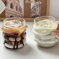 Offre Spéciale – Tasses à Thé en Verre Borosilicate Haute Qualité au Design Créatif en Vigne, Tasses à Café Latte Irrégulières Transparentes, Vaisselle en Gros pour Boissons
