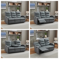 Fauteuil inclinable manuel à une place en cuir synthétique microfibre avec repose-pieds extensible et structure en bois massif pour salon
