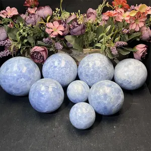Spiritual Blue Calcite Ball Natural Energy Healing Crystal Blue Calcite Sphere For Decor