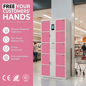 ตู้ล็อกเกอร์อัจฉริยะอิเล็กทรอนิกส์ RFID แบบดิจิตอลพร้อมหน้าจอแสดงผล รองรับการสแกน QR 10 ประตู ปรับแต่งหมาย<span class=keywords><strong>เลข</strong></span>ได้ ตู้เก็บของอเนกประสงค์ สำหรับห้างสรรพสินค้า ทนความเย็น - Product Image 1
