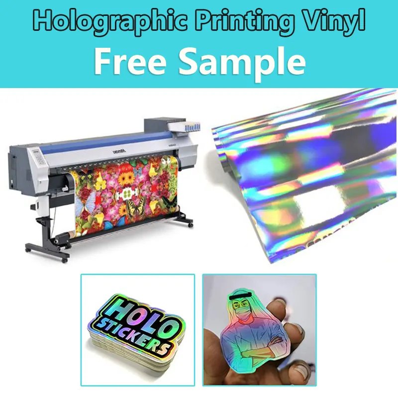 SINOVINYL Atacado Eco Solvente Inkjet Impressão Adesivos Adesivos Holograma Etiqueta Rainbow Holographic Printable Vinyl Roll