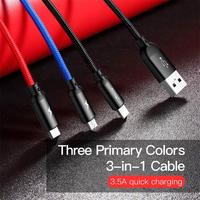   Câble USB 3 en 1 pour Samsung Xiaomi Mi, câble pour iPhone 14 13 12 X 11 Pro Max, chargeur, câble micro