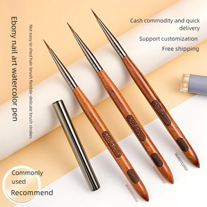 Pinceau à ongles Kolinsky avec manche en bois de santal, forte absorption d'eau, pour peinture halo et dégradé, idéal pour le nail art en salon - Product Image 1
