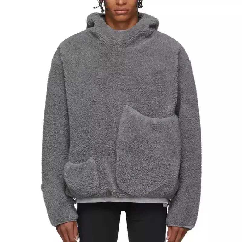 OEM Streetwear Winter Hoddies Men Custom Warm Hoodies Unisex Thick Two Pockets