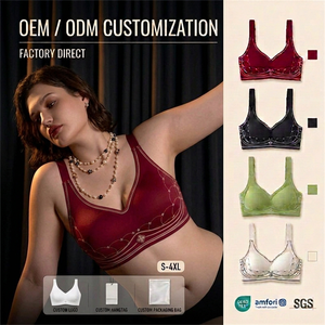 Reggiseno Senza Ferretto per Taglie Forti, Design a V Profondo Senza Cuciture, Copertura Totale, Comfort Quotidiano, Push-up - Product Image 1