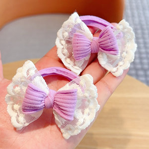 Elastici per capelli con fiocco in pizzo per bambine, graziosi elastici per coda di cavallo, accessori per capelli per neonate - Product Image 5