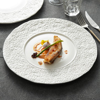 Service de vaisselle en porcelaine blanche nordique, écologique, avec des assiettes plates à motifs ronds pour la maison, les restaurants, les mariages, les hôtels, emballage inclus