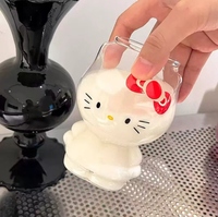 Tasse en verre mignonne de forme de Kitty pour la bouteille en verre de crème glacée de café de lait de jus