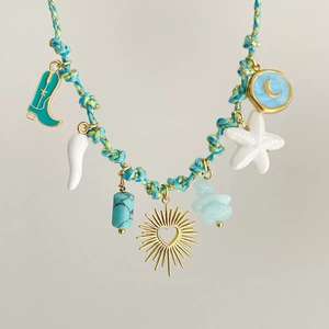 Kalung baja tahan karat mutiara laut sederhana mewah liontin modis kerang bintang laut trendi dengan rantai tautan untuk agama Buddha - Product Image 4