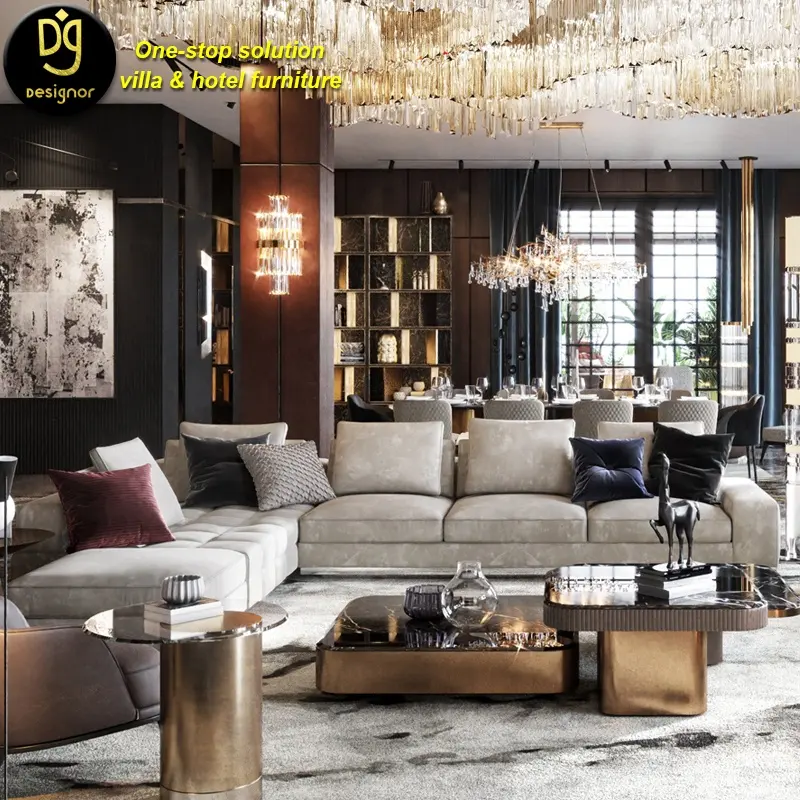 DG Nubuck leather sofa deep modern living room sofa high end luxury modern exclusive modular sectional sofa living room set