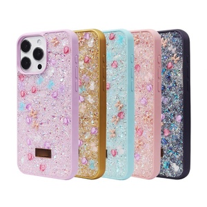 Coque de téléphone avec décoration pailletée et étiquette métallique, protection 2 en 1, Fundas Para Celular pour iPhone 15 14 13 Samsung S22 Xiaomi - Product Image 1