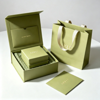 Boîte cadeau en papier magnétique vert et noir avec logo personnalisé de luxe, recyclable, pliable, rigide, avec couvercle magnétique