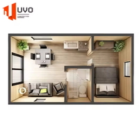 Maison conteneur UVO 20 pieds en kit, luxueuse et moderne, préfabriquée et modulaire pour la vie en plein air, hôtel-resort, certifiée CE RoHS