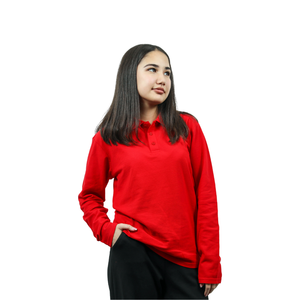 เสื้อโปโลผู้หญิงทรงเข้ารูป ผ้าคอตตอนปิเก้ แขนยาว ทรงสลิมฟิต เสื้อโปโลยูนิฟอร์มบริษัท ไซส์ XS ถึง 5XL - Product Image 1