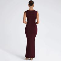 Robe de soirée pour femmes, col carré, sans manches, robe moulante, robes d'été 2025
