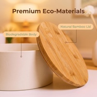 Boîte à bijoux ronde en bambou sans plastique, anti-poussière, porte-pinceaux de maquillage avec couvercle miroir, étui de rangement écologique pour coiffeuse