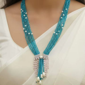 Collier pendentif publicitaire le plus vendu avec long collier de perles hydro, ensemble assorti aux couleurs, pour mariage, avec boucles d'oreilles - Product Image 1