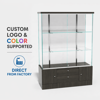 Vitrine de présentation de trophées en verre trempé de 8 mm, éclairée par LED, robuste, verrouillable, à 3 niveaux, pour magasin de détail