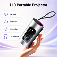 Projecteur cylindrique L10 avec lumière ambiante 130 °   Projecteur intelligent extérieur Ratable Android 14 natif 1080P avec prise en charge de la mise au point automatique et de la 4K