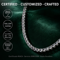 Collier tendance en laiton blanc plaqué, chaîne tennis 3 mm avec diamants ronds taillés, bijoux de mode