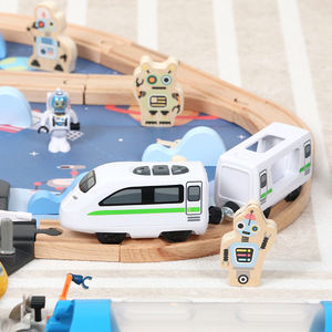高品質の腹筋教育遊びDiyスペーススタイル列車ロケット鉄道線路セットおもちゃブナ木列車おもちゃ子供男の子と女の子のための - Product Image 3