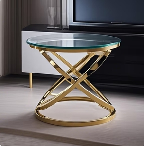 Morden Luxury <strong>Black</strong> Glass Top Coffee <strong>Table</strong> with Cross Legs Metal Base Farmhouse Style Home <strong>Decor</strong> Furniture for Living Room - Product Image 3