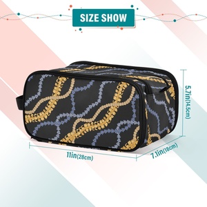 Hawaii Puakenikeni Flower Women's <b>Makeup</b> Bag Black Design Custom Print Cosmetic <b>Storage</b> Bag Brush Organizer with Zipper Closure - Product Image 4