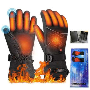 Guantes calefactables negros, forro polar a prueba de viento, forrado para esquí, ciclismo, clima frío, impermeables, guantes de esquí - Product Image 6