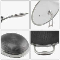 Wok de cuisson en acier inoxydable de haute qualité poêle à frire en nid d'abeille ustensiles de cuisine poêle wok à induction antiadhésive