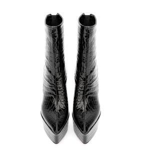 Lady's Daily Shoes Pumps Ankle <b>Boots</b> Stone Print Pointed Toe Thin High Heels Back Zipper for Women Winter Big Size 45 - Product Image 4