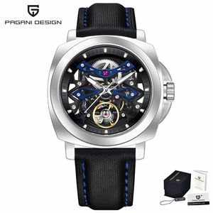 Nouvelle montre sport mécanique de luxe pour homme PAGANI, cadran carré, bracelet en cuir, boîtier en acier inoxydable, étanche 5 BAR, chronographe - Product Image 1