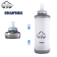 Bouteille d'eau souple pliable personnalisée de 500 ml en TPU sans BPA avec longue paille, gourde anti-fuite pour gilet d'hydratation