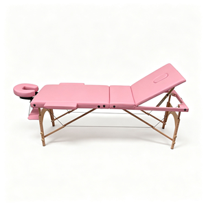 Table de massage pliable rose, lit de thérapie portable avec appui-tête, canapé de traitement rembourré pour spa et salon - Product Image 1