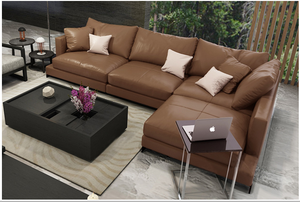 Sofá de esquina moderno de gama alta, muebles para el hogar de moda contemporánea de fábrica de China, cuero genuino con relleno de esponja, precio bajo - Product Image 3
