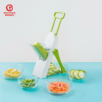 Mandoline de cuisine manuelle 5-en-1 réglable en acier inoxydable, écologique, pour viande congelée, oignon et pastèque